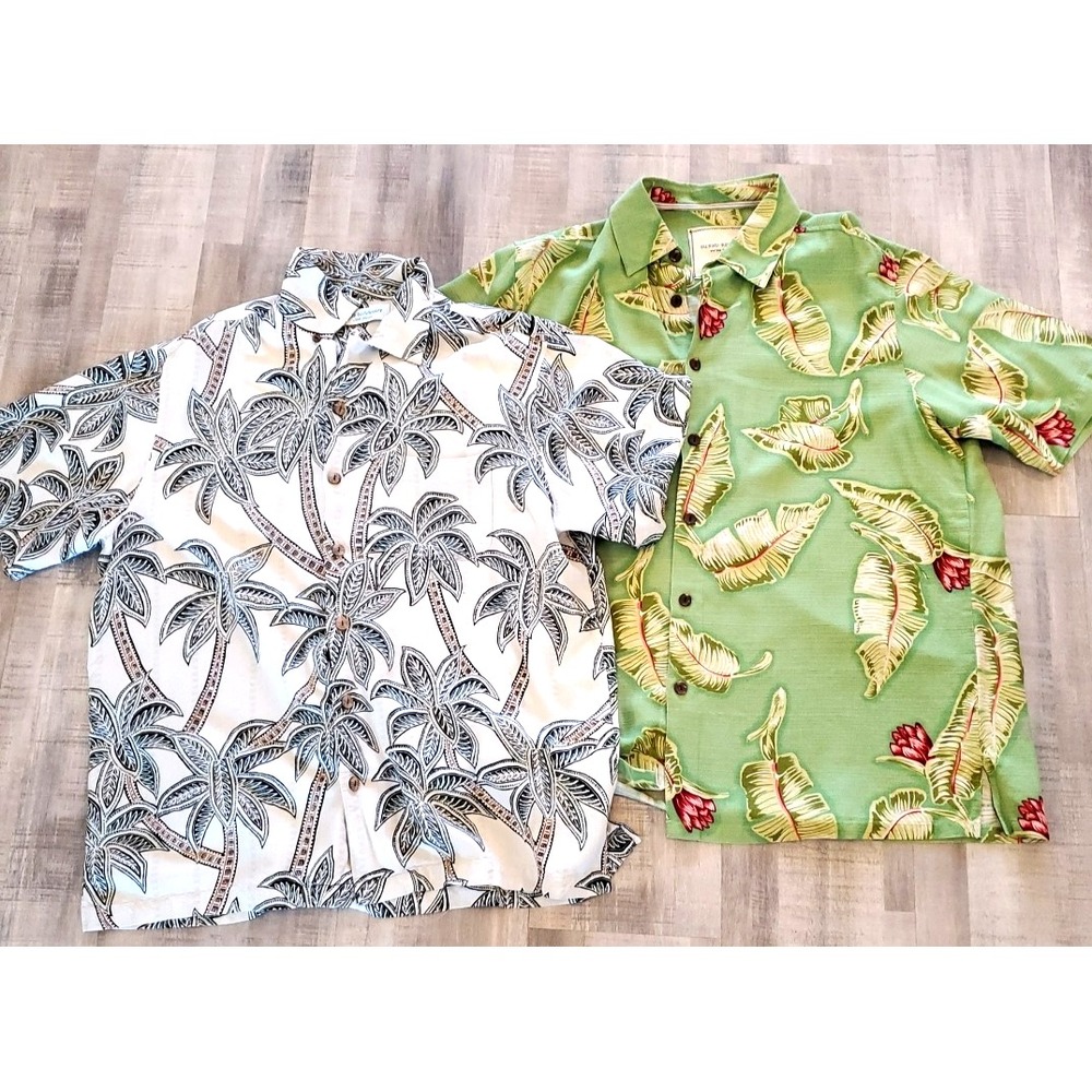 Mens‎ L Island Republic Light Silk Tiki Shirt Aloha Caribbean Vintage 90s Lot 2